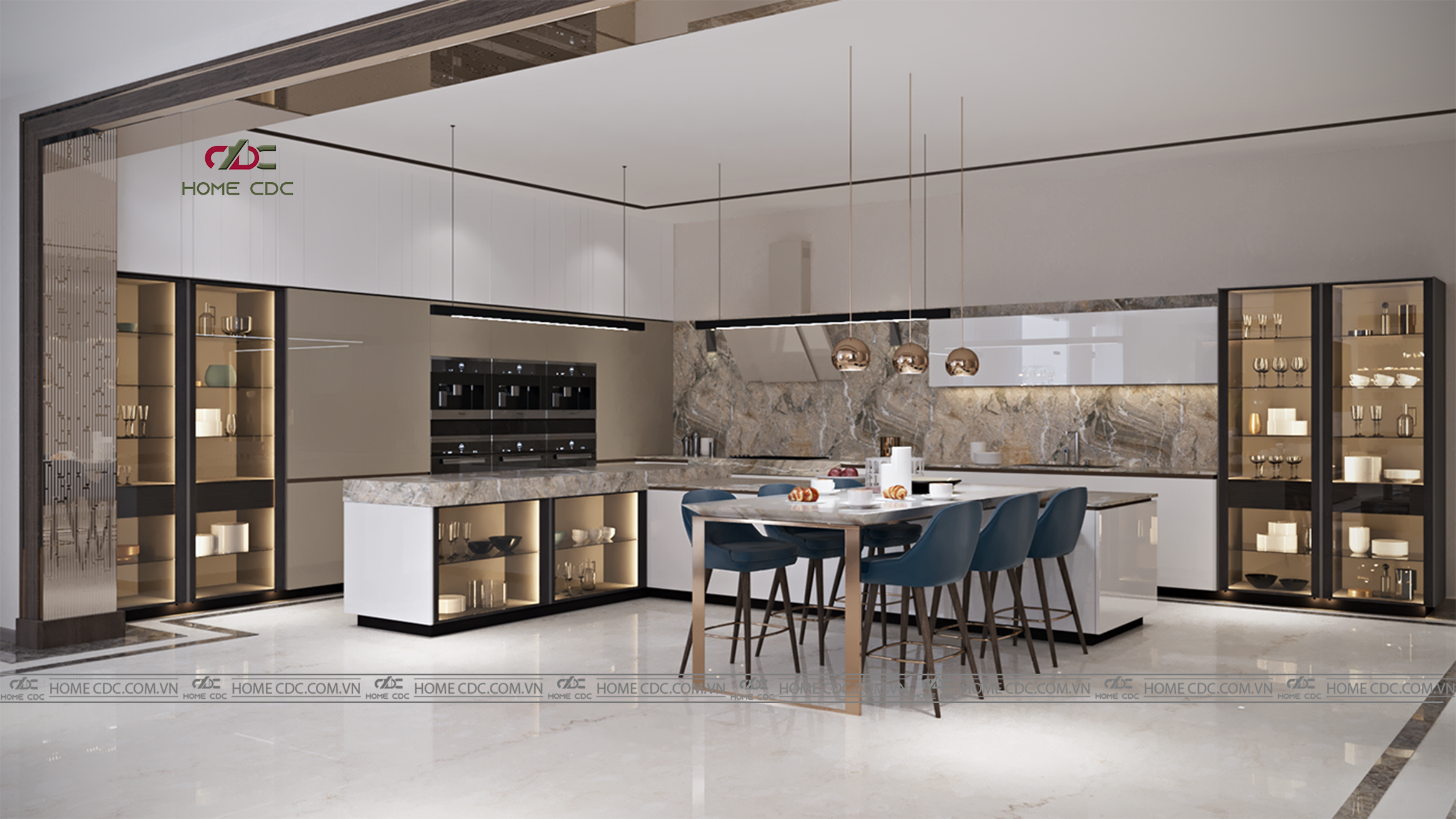 Không gian ăn uống cho gia đình tại căn bếp hiện đại- thiết kế nội thất căn bếp hiện đại
